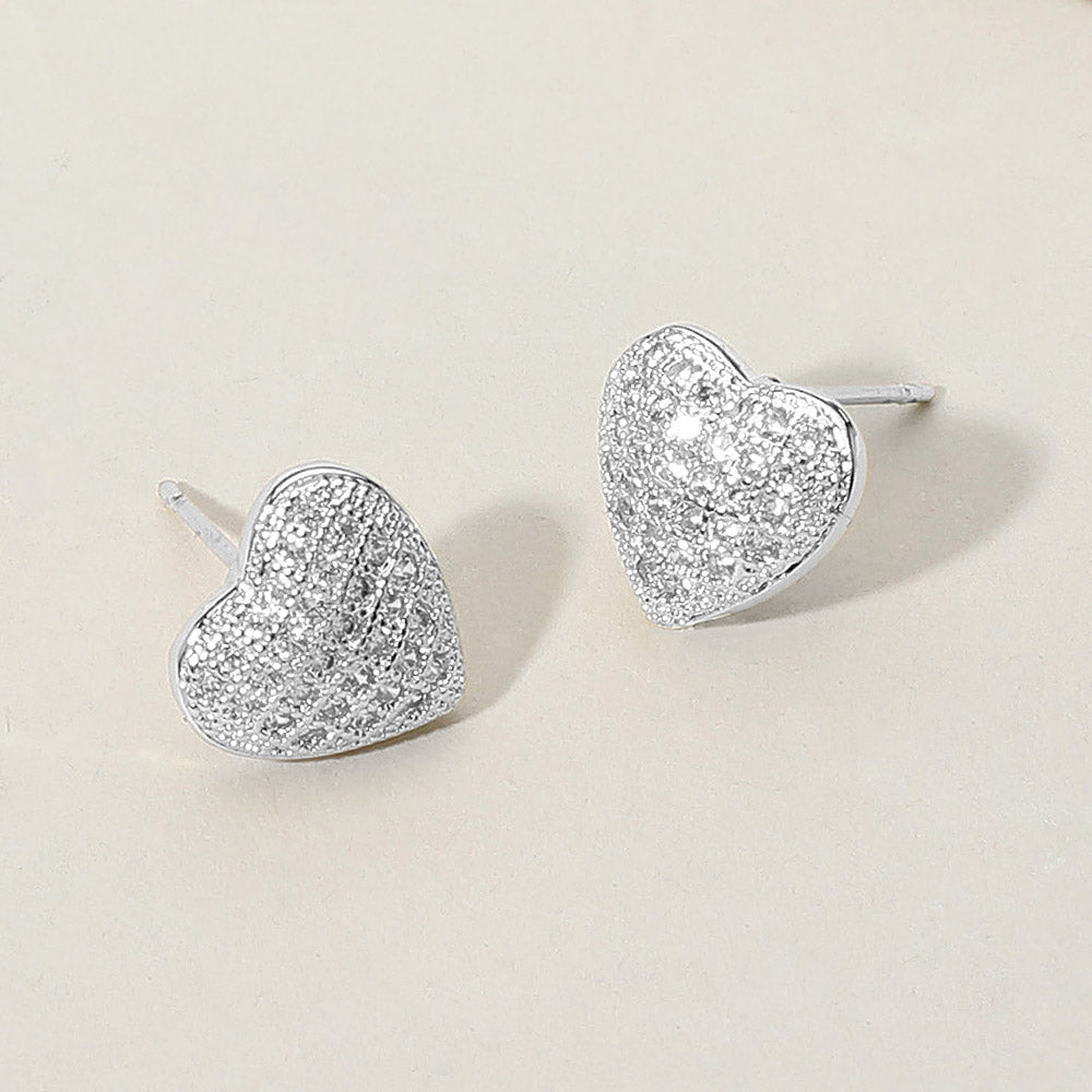 Silver Heart Studs
