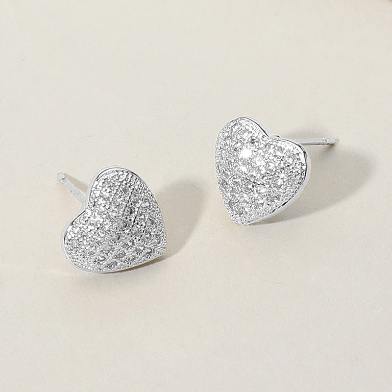 Silver Heart Studs