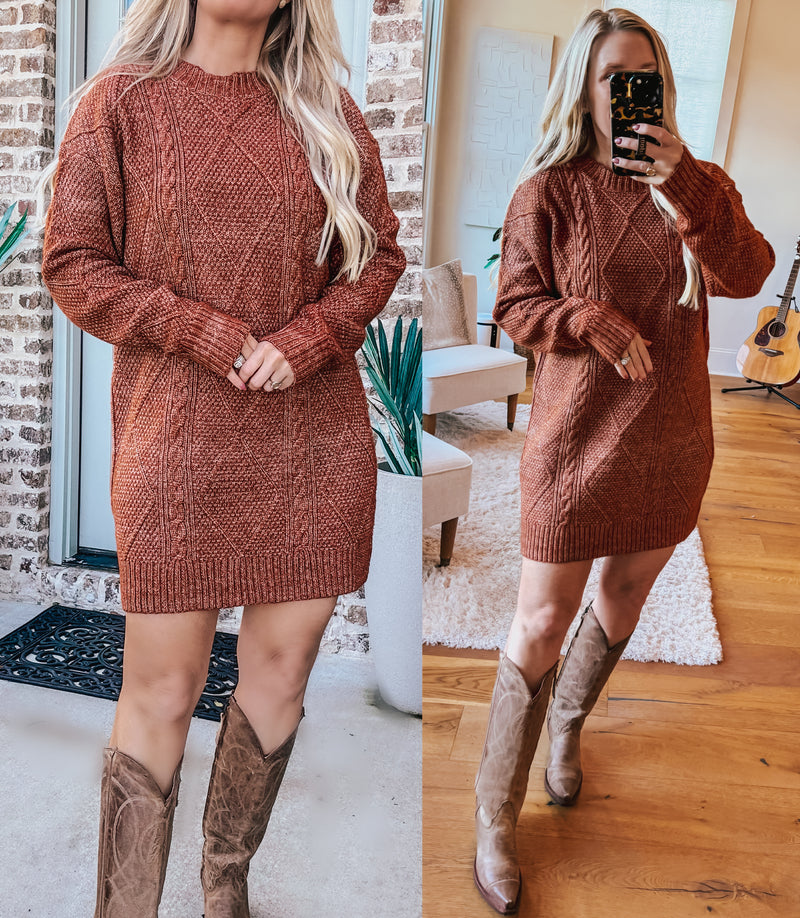 Cable Dress - Rust