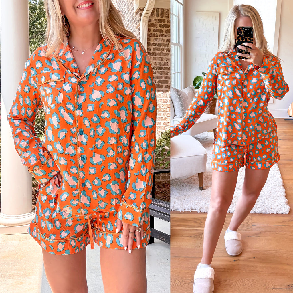 Leopard Pajama Set - Orange