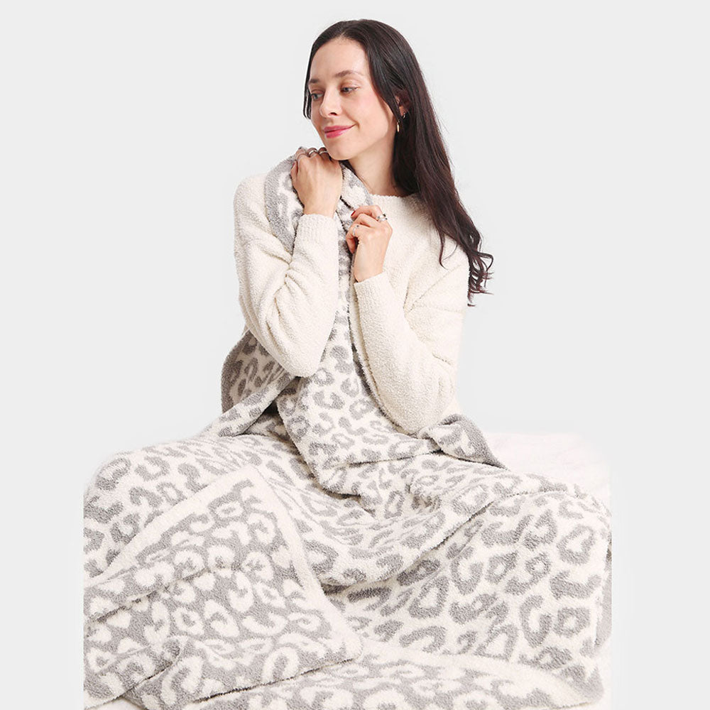 Leopard Blanket - Grey