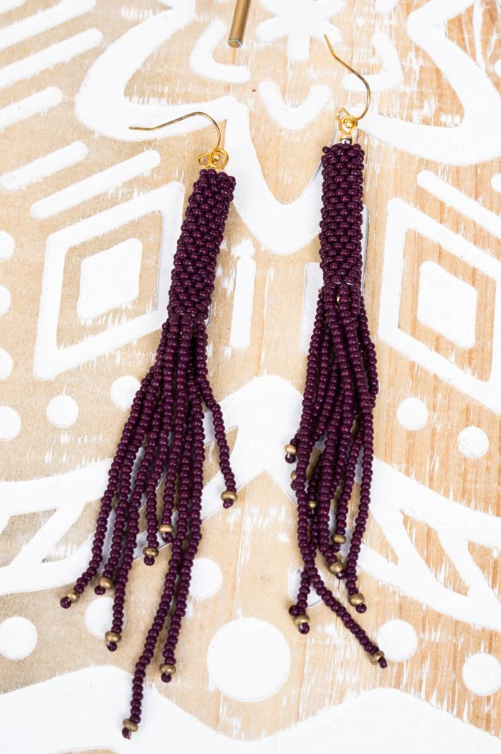 Maroon Beaded Dangles