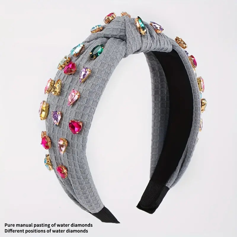 Grey Jeweled Headband